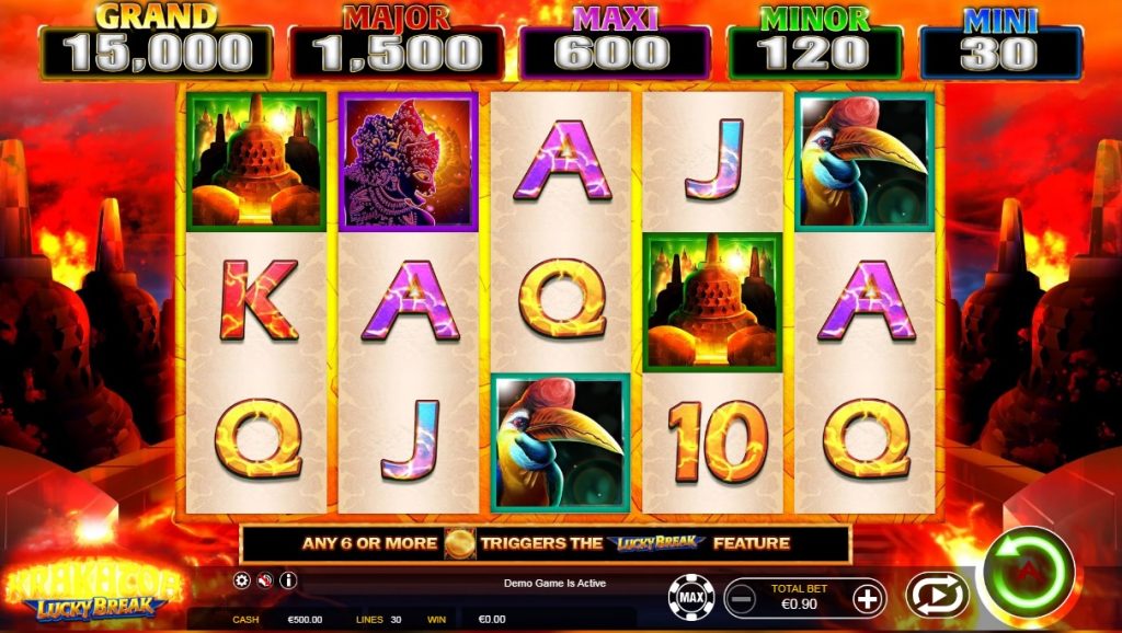 Krakatoa Lucky Break slot reels by Ainsworth