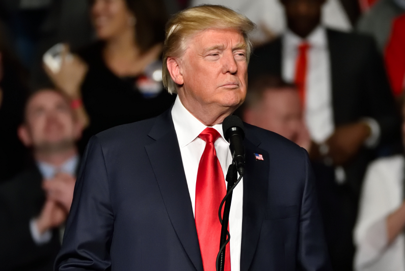 Donald Trump at a "Thank You" rally held at the Giant Center.