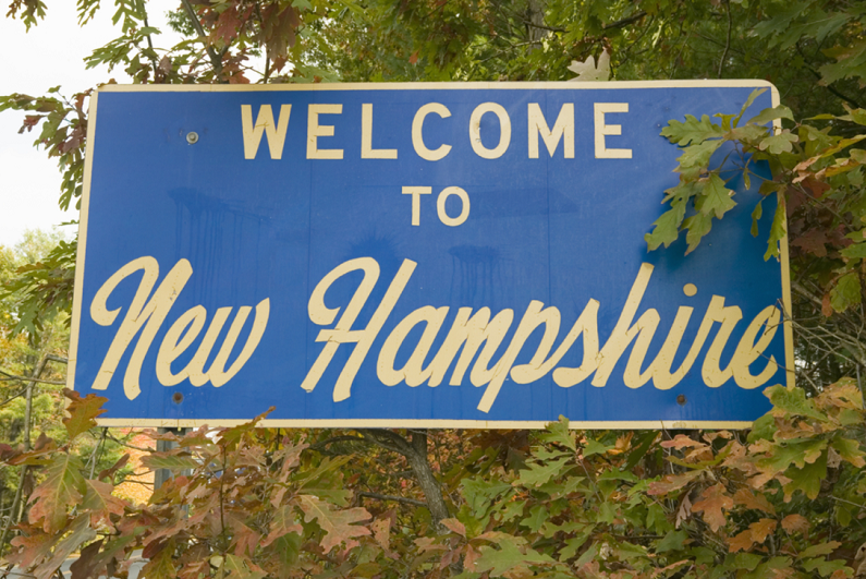 'Welcome to New Hampshire' road sign