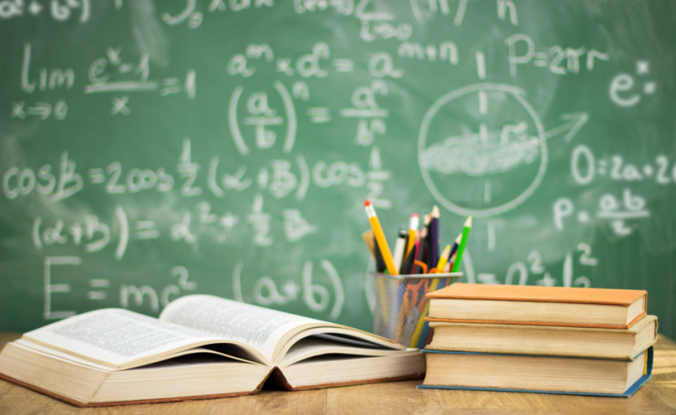 school books on desk