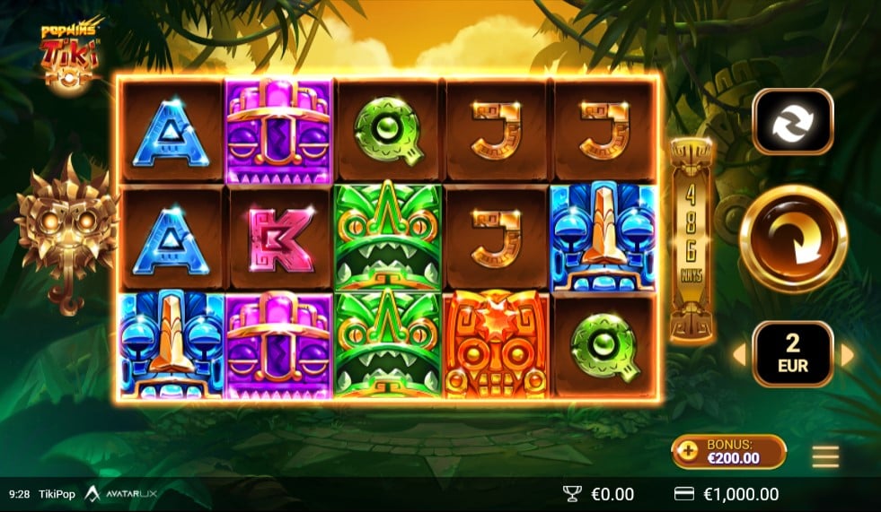 TikiPop slots reels by AvatarUX