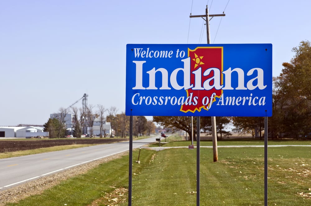 Welcome to Indiana signpost