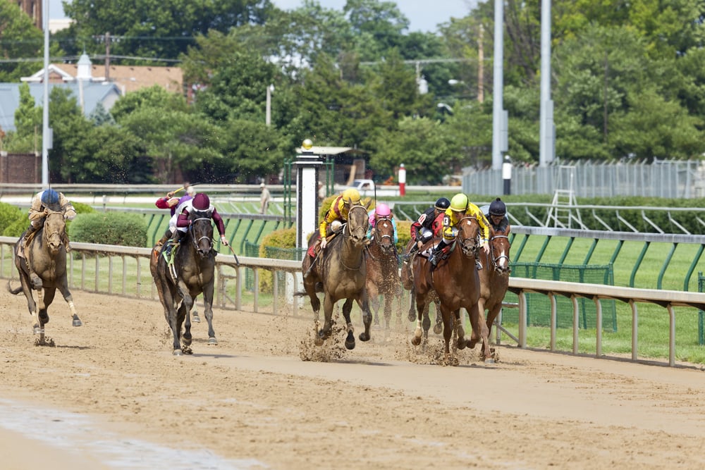 Horses racing at Churchill Downs, Kentucky