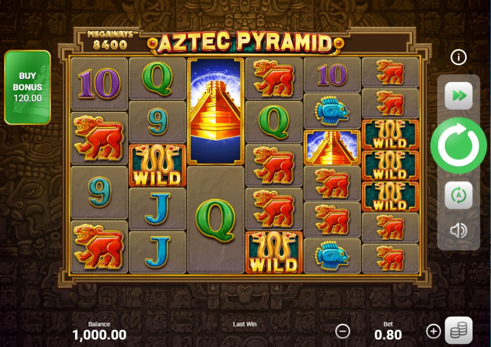 Aztec Pyramid: Megaways slot reels by Booongo