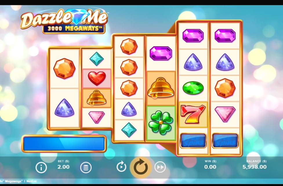 Dazzle Me Megaways slot reels by NetEnt