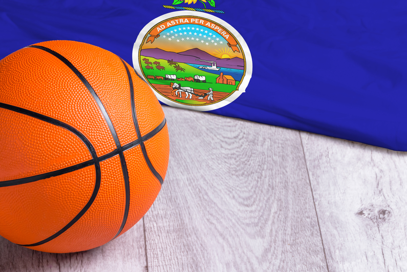 Kansas flag with basketball